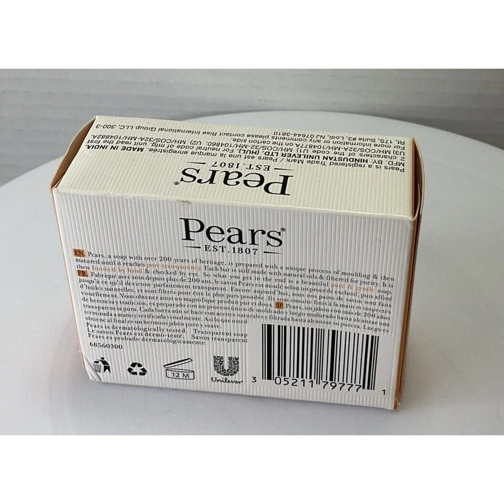 Pack of 1‎ Pears Transparent Glycerin Bar Soap 3.53 Oz Each ORANGE COLOR